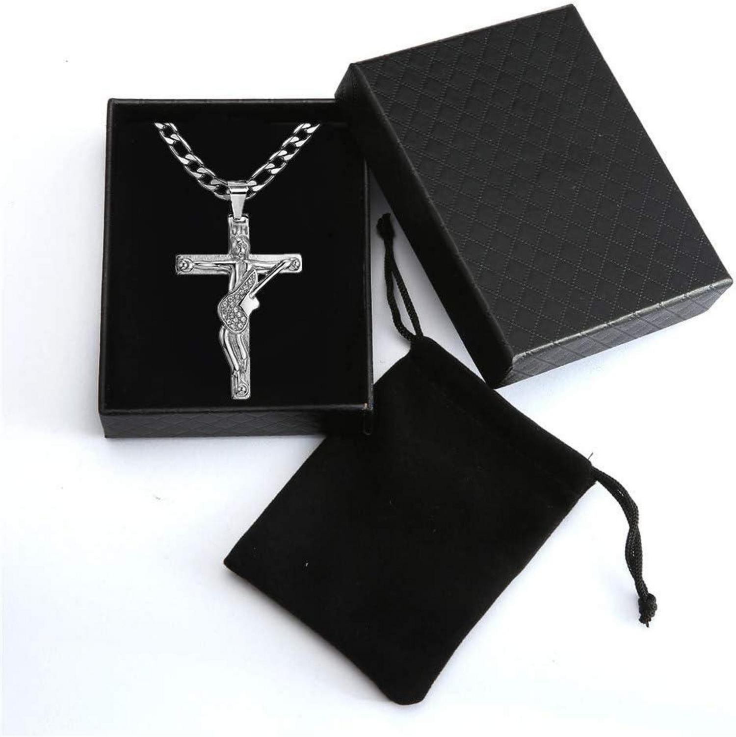 AFSTALR Kreuz Johnny Hallyday Gitarre Rocker Signature Halskette Silber