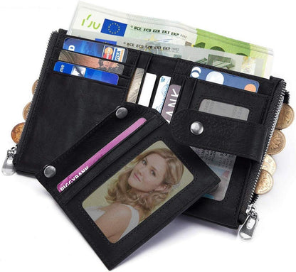TEUEN Herren Geldbörse Leder mit Kette RFID 16 Karten