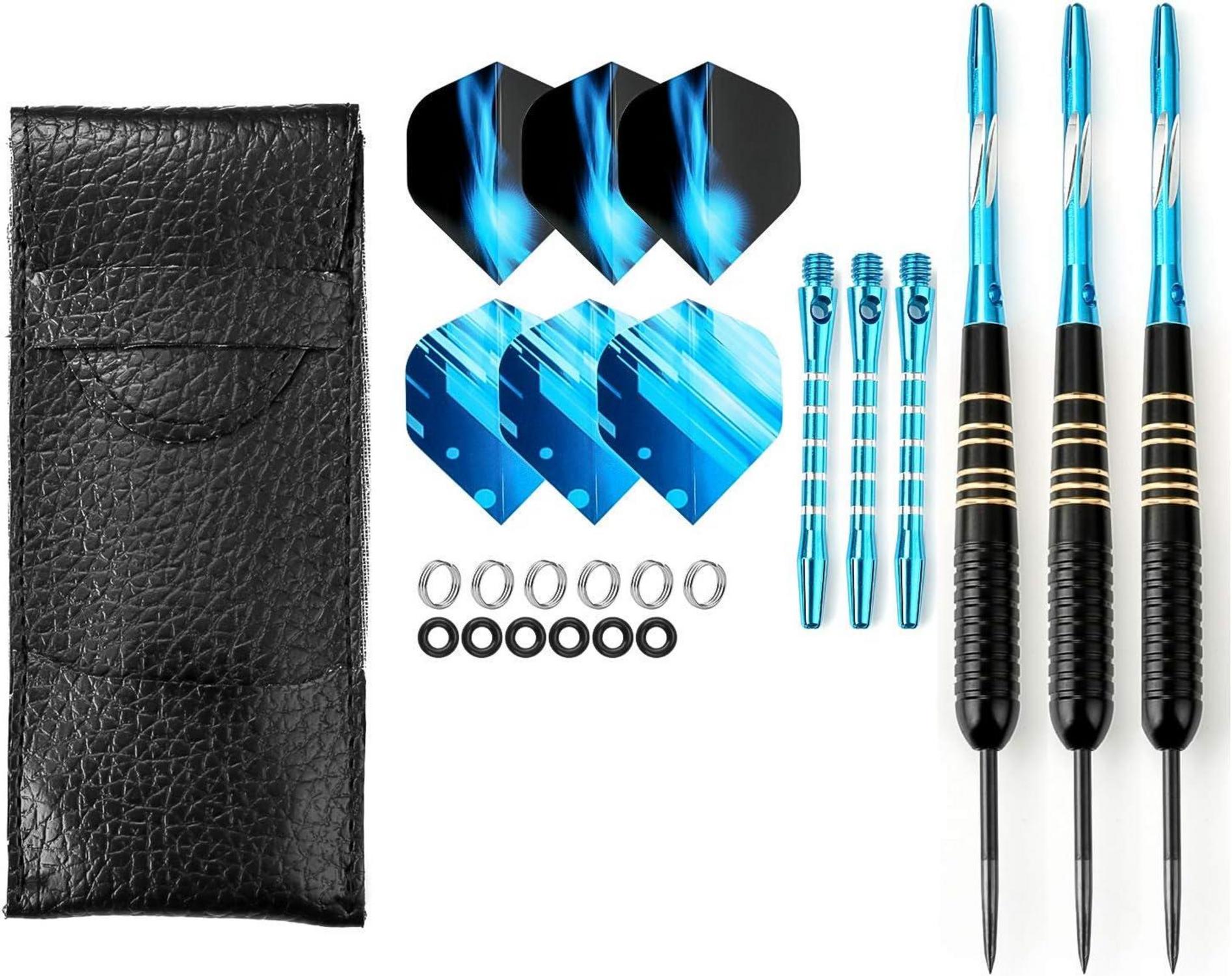 3 Stück Profi Dartpfeile blau Steeldarts 23 g Dartset Steel Tip