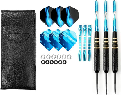 3 Stück Profi Dartpfeile blau Steeldarts 23 g Dartset Steel Tip