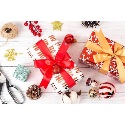 Weihnachtspapierrolle Rot-Weiß Metallicglanz Christmas