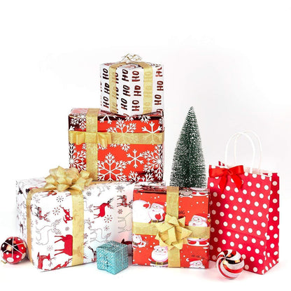 Weihnachtspapierrolle Rot-Weiß Metallicglanz Christmas