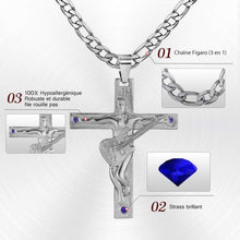 Kreuz Johnny Hallyday Anhänger Halskette Silber Rocker