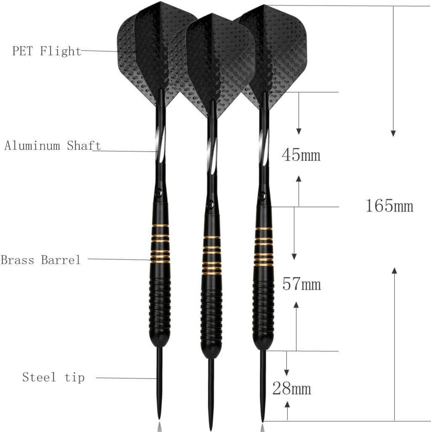 Profi Dartpfeile Set 3 Stück Steeldarts Turnier 23g Darts Schwarz