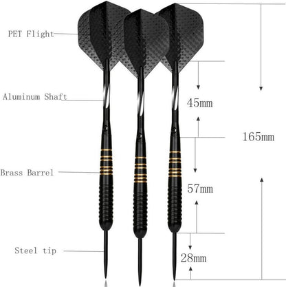 Profi Dartpfeile Set 3 Stück Steeldarts Turnier 23g Darts Schwarz