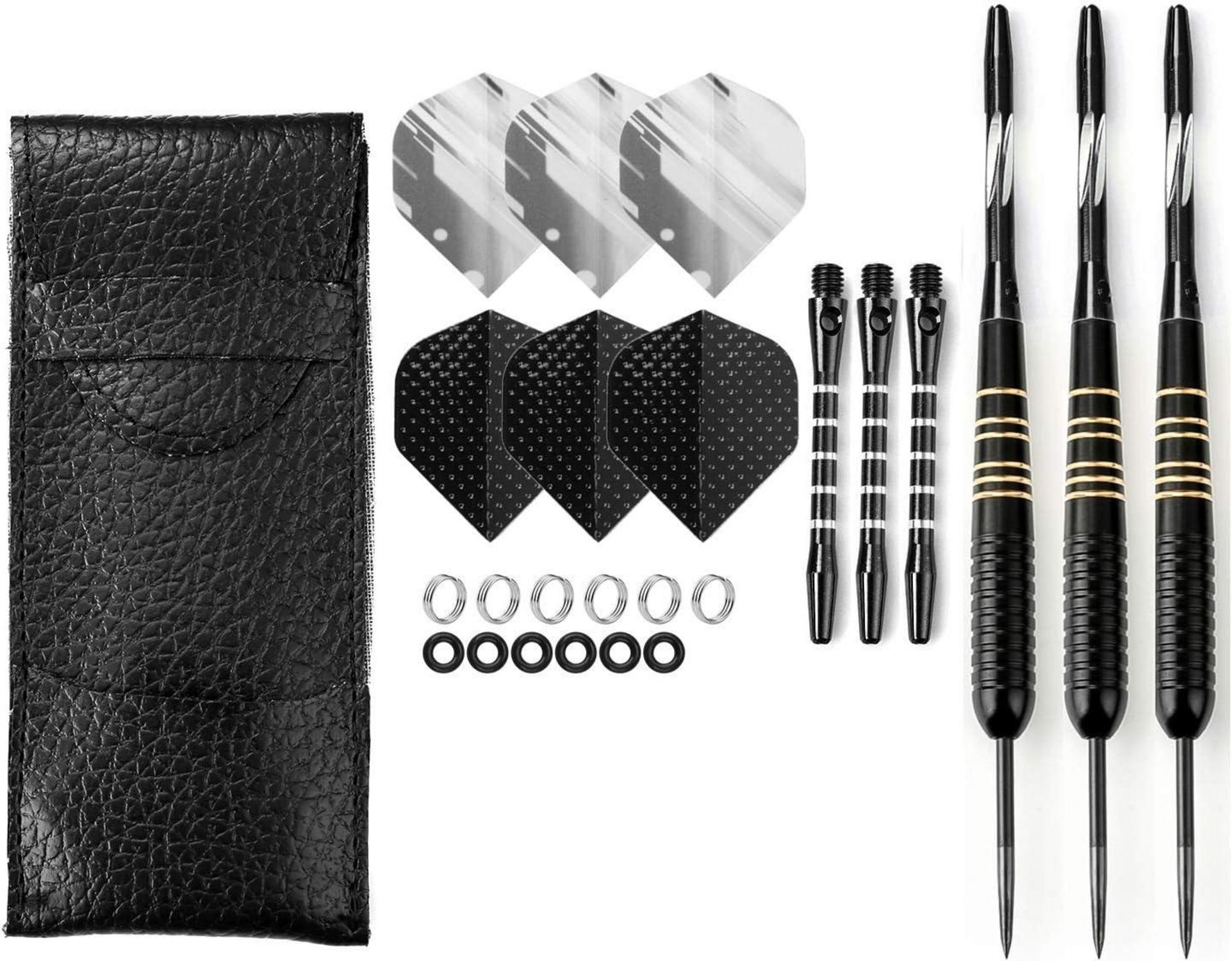 Professionelle Steel Tip Dartpfeile Set 23g mit PU Case und schwarzer