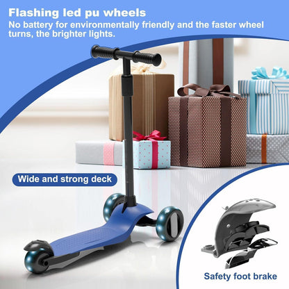 XJD Kinderroller Kinderscooter mit LED Rädern 2-8 Jahre Blau