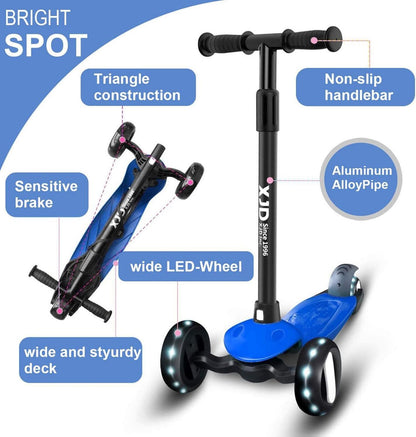 Kinderroller LED Räder Kickboard Richtungssperre Blau