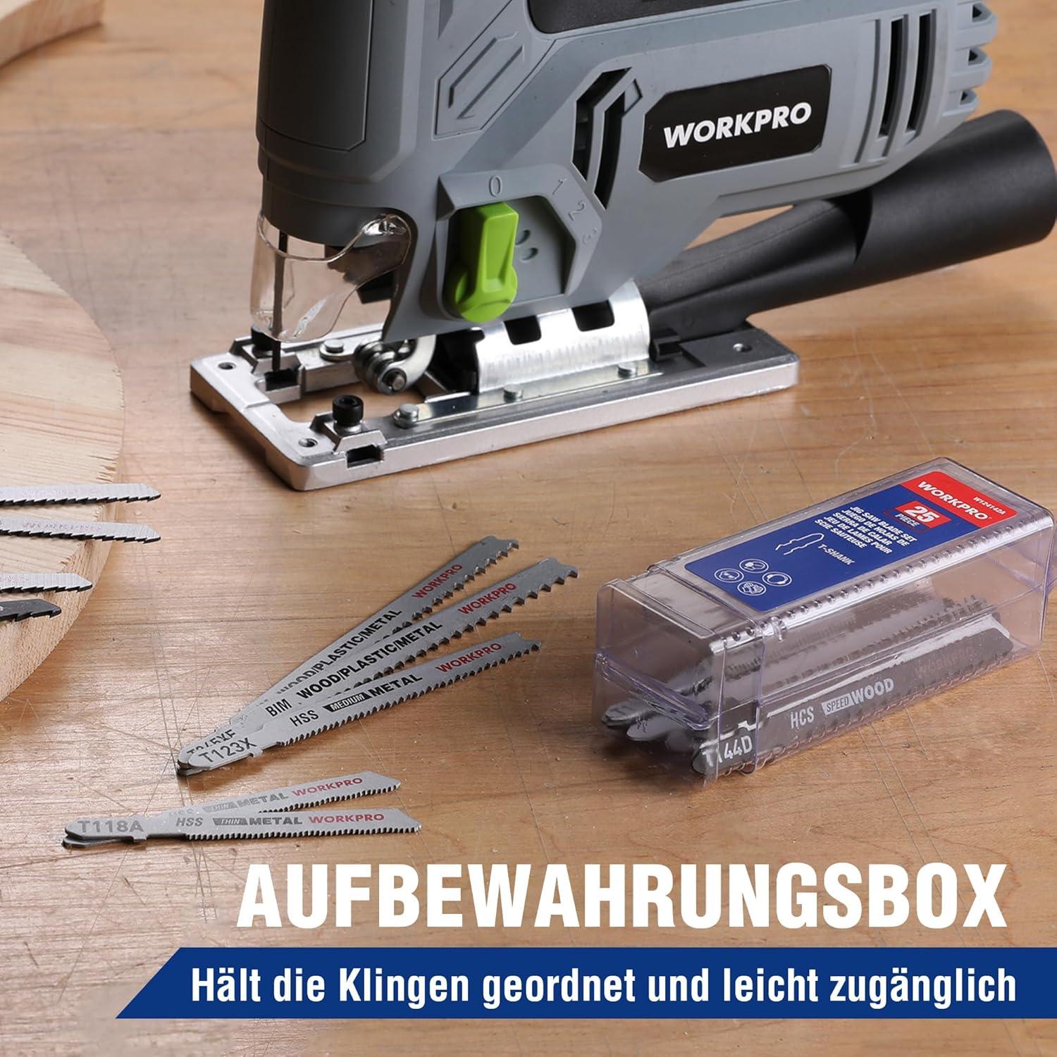 WORKPRO 25tlg. T-Schaft Sägeblätter Set HSS BIM HCS Holz Kunststoff Metall