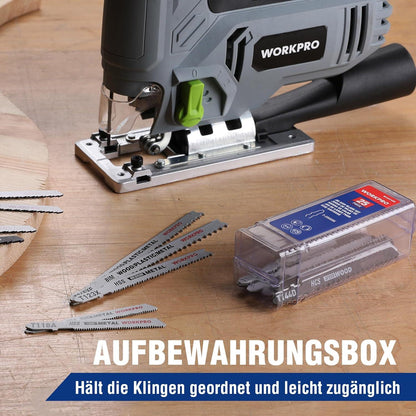 WORKPRO 25tlg. T-Schaft Sägeblätter Set HSS BIM HCS Holz Kunststoff Metall