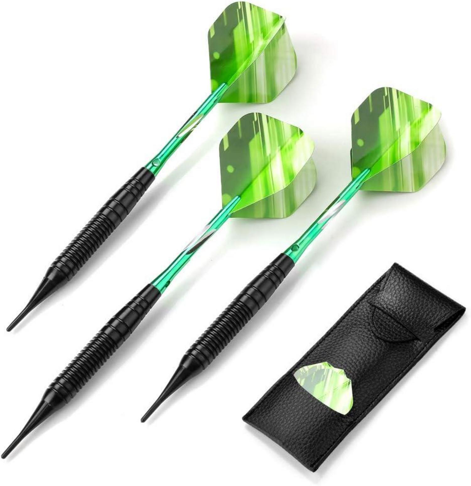 Dartpfeile Softdart 19g grün blau rot schwarz Zubehör Tasche für