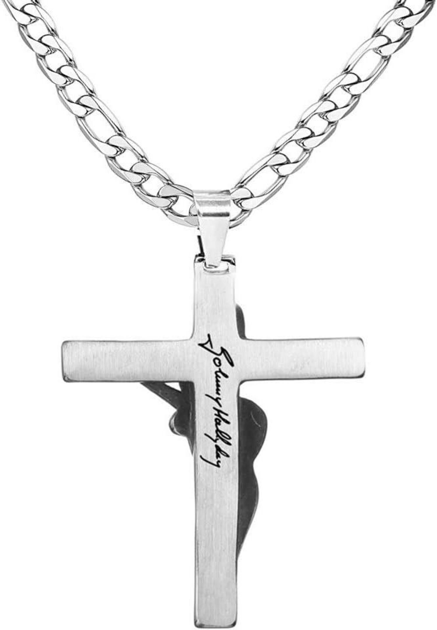 Kreuz Johnny Hallyday Anhänger Gitarre Rocker Silber Männer Frauen