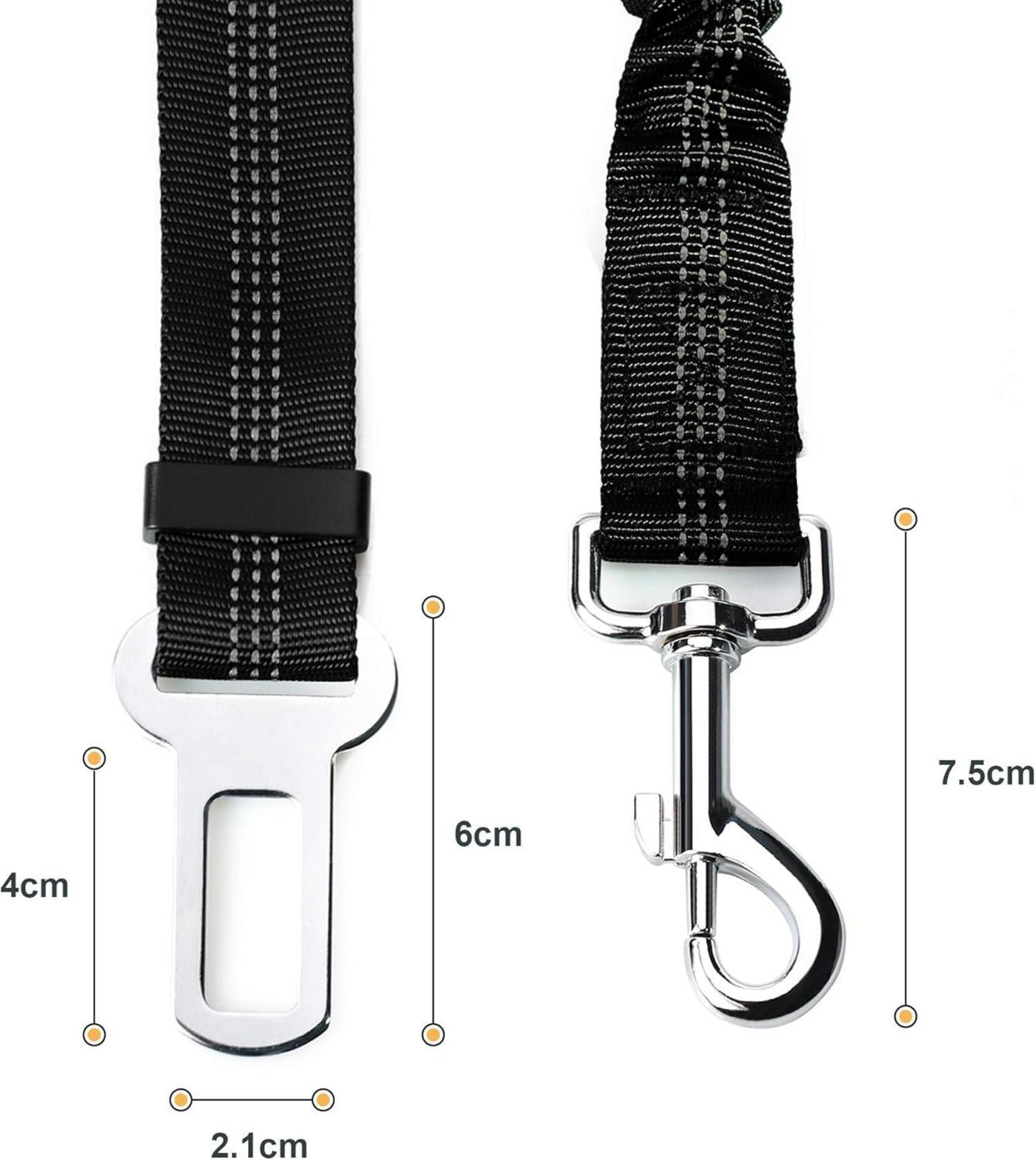Hundesicherheitsgurt mit Elastischer Ruckdämpfung und Karabiner, Einstellbarer