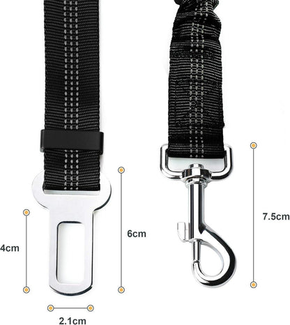 Hundesicherheitsgurt mit Elastischer Ruckdämpfung und Karabiner, Einstellbarer