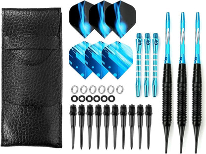 Dartpfeile 19g Kunststoffspitze Softdarts Set mit Transportbox
