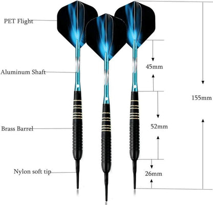 Softdartpfeile Set 18g Dartpfeile Turnier Schwarz Metallfässer