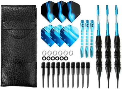 Dartpfeile Set Soft 20g Blau mit Koffer - Profi Darts mit