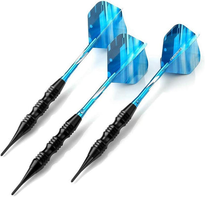Soft Dartpfeile Set blau 20g - 3 Stück Turnier Darts mit Metallfässern
