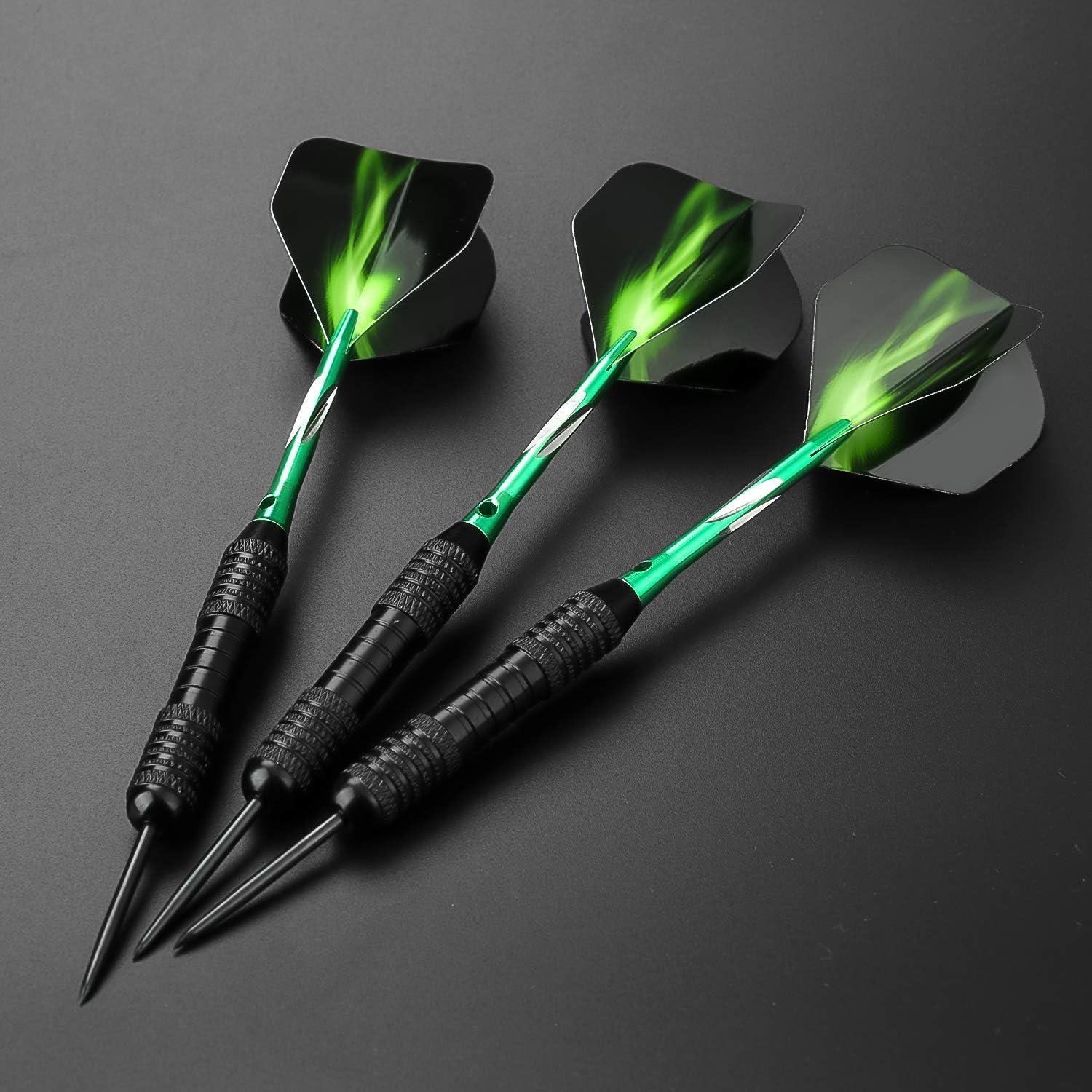 Steel Dartpfeile Set 22g mit pu Case, Aluminium Wellen, Schwarz