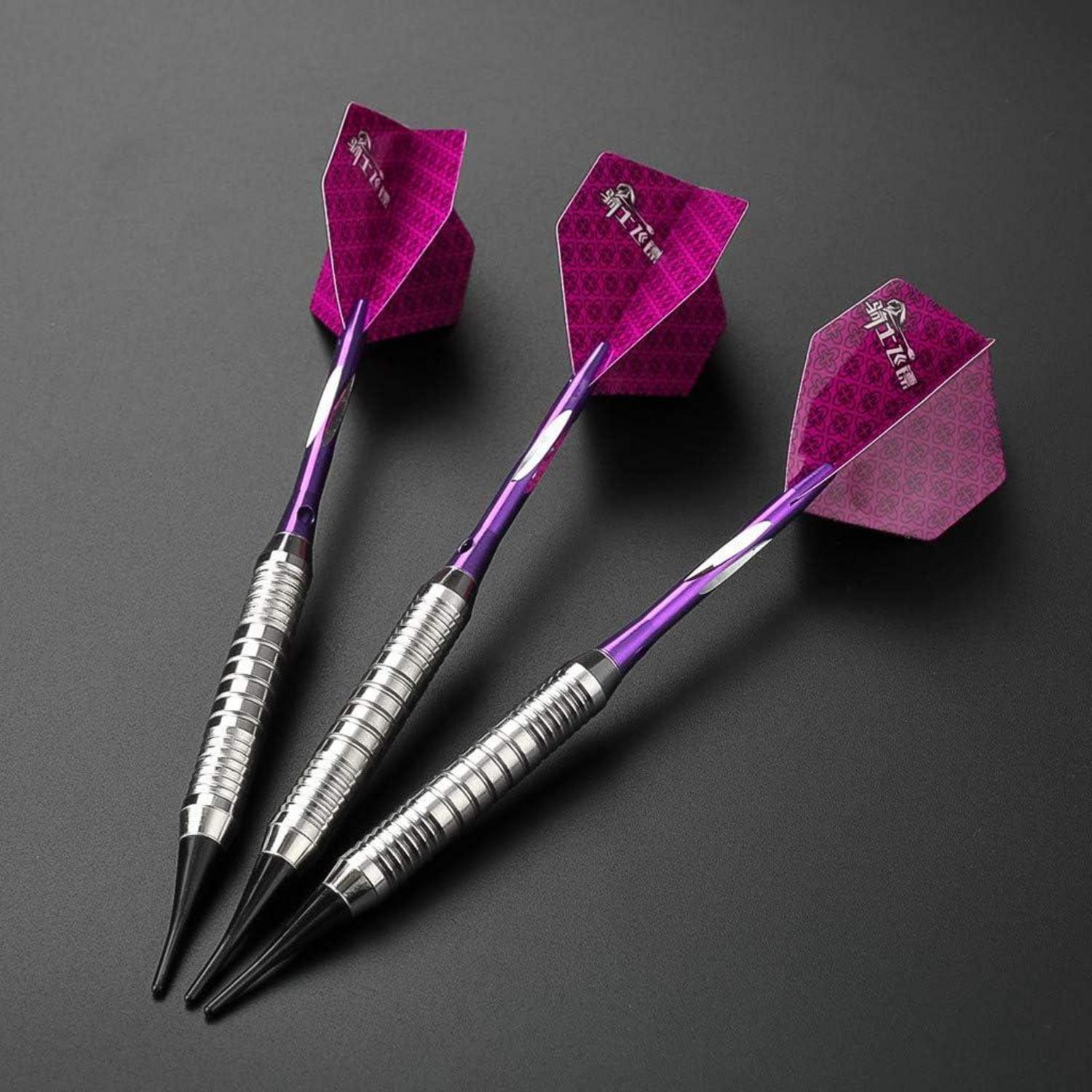 Dartpfeile Set 3 Stück 18g Turnier Soft Tip Darts Schwarz beschichtete Metallfässer