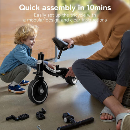 besrey 5 in 1 Kinderdreirad Dreirad Lauffahrrad Schwarz