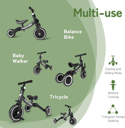 besrey 5 in 1 Kinderdreirad Dreirad Lauffahrrad Schwarz