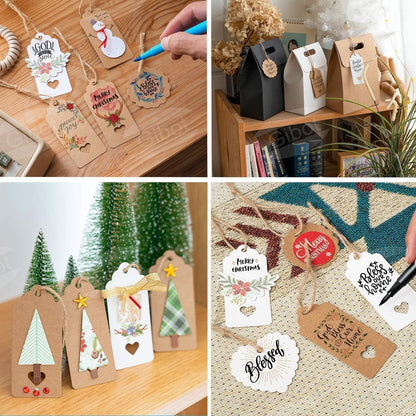 200 Kraftpapier Geschenkanhänger Etiketten mit Jute Schnur