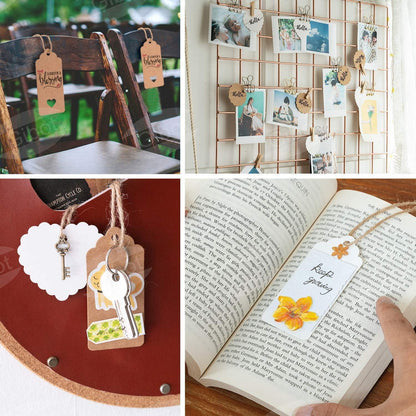 200 Kraftpapier Geschenkanhänger Etiketten mit Jute Schnur