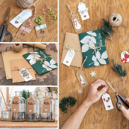 200 Kraftpapier Geschenkanhänger mit Jute Schnur - Handmade Hochzeit Weihnachten