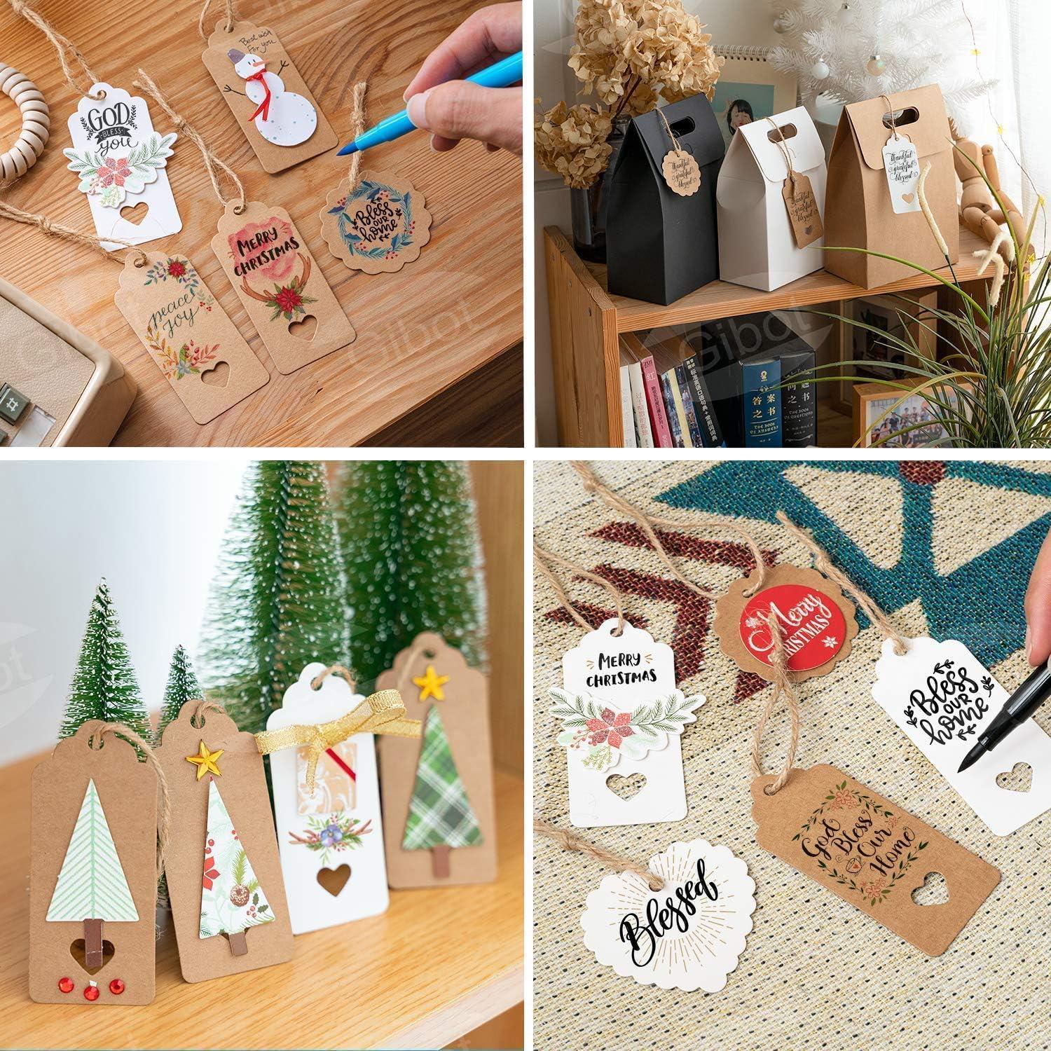 200 Kraftpapier Geschenkanhänger Etiketten Natural Craft Card Jute Schnur