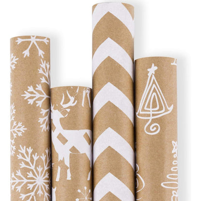 Weihnachtspapierrolle Kraftpapier 3D White Christmas Design