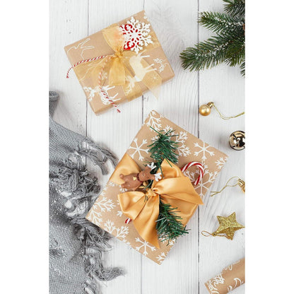 Weihnachtspapierrolle Kraftpapier 3D White Christmas Design