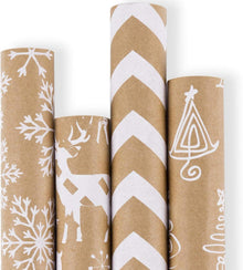 Weihnachtspapierrolle Kraftpapier White Christmas 4 Rollen 76cm x