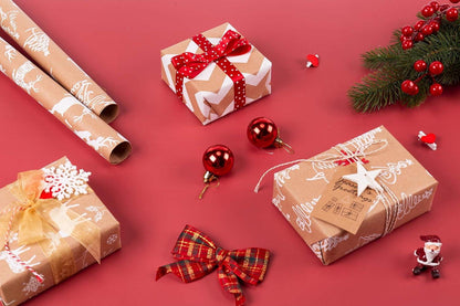 Weihnachtspapierrolle Kraftpapier 3D White Christmas Design