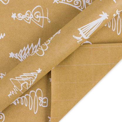 Weihnachtspapierrolle Kraftpapier 3D White Christmas Print 4 Rollen 76x305cm