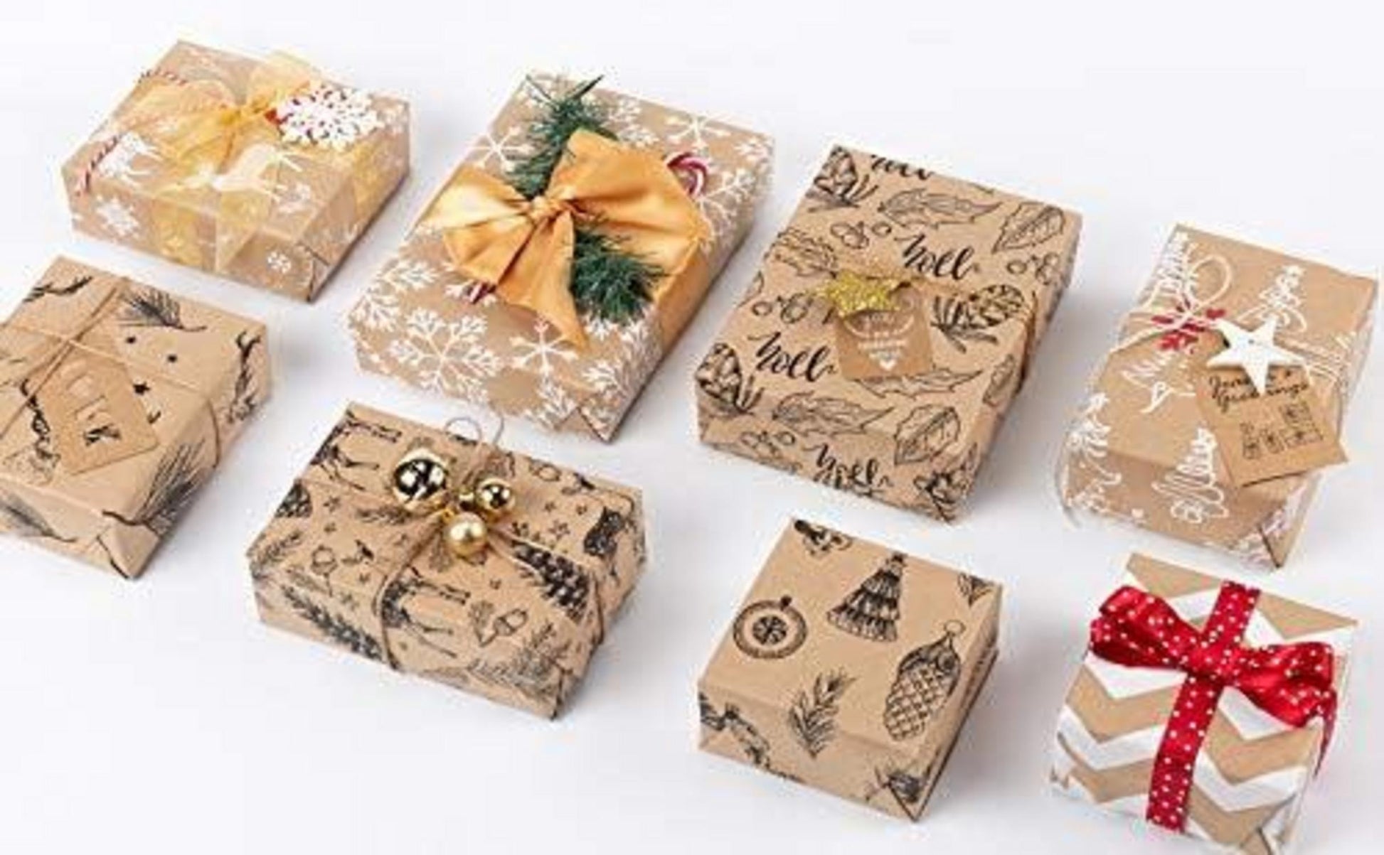 Weihnachtspapierrolle Braunes Kraftpapier 3D White Christmas Print - 4