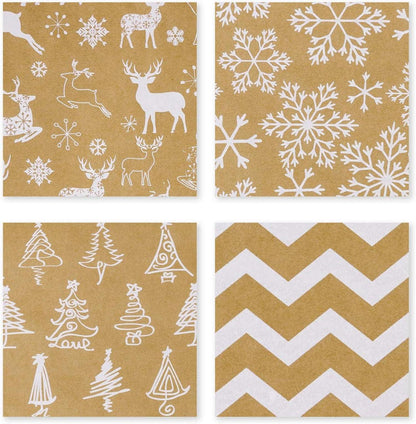 Weihnachtspapierrolle Kraftpapier Weißes Weihnachtsdesign 4 Rollen 76x305cm