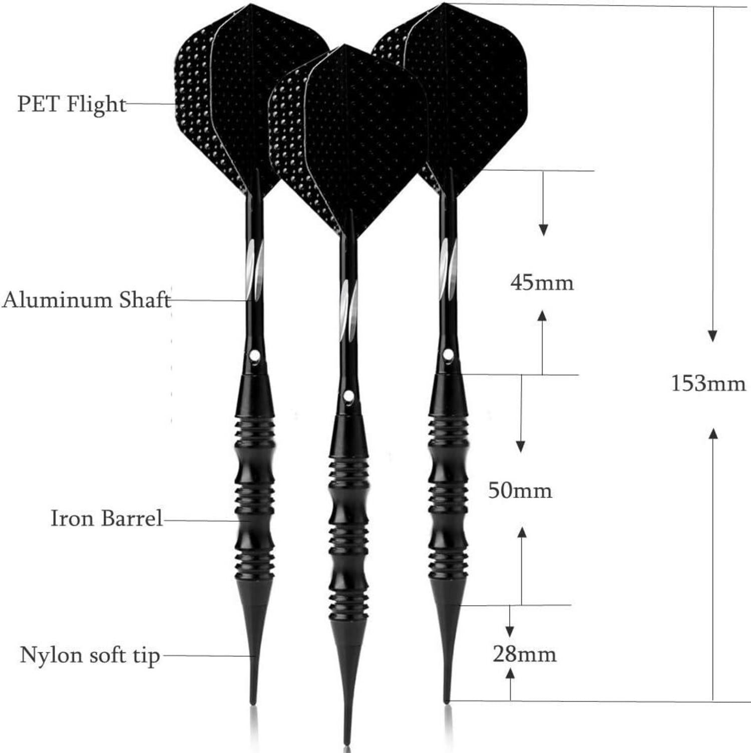 Dartpfeile Set 20g Soft Tip Turnier Darts Schwarz Metallfässer