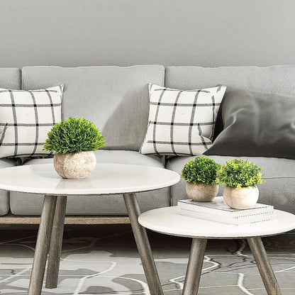 GoMaihe Kunstpflanze 3er Set Grauer Topf 9.5 x 13cm - Indoor