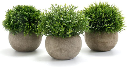 Kunstpflanze 3er Set Indoor Outdoor Grauer Topf 9.5 x 13cm