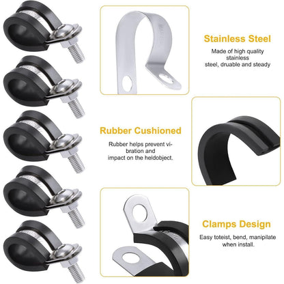 50er Pack Edelstahl Kabelklemme Gummi Gefüttert P Clips 5