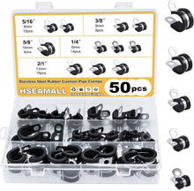 Edelstahl Kabelklemme Set 50-teilig Gummi Gefüttert P Clips Kit
