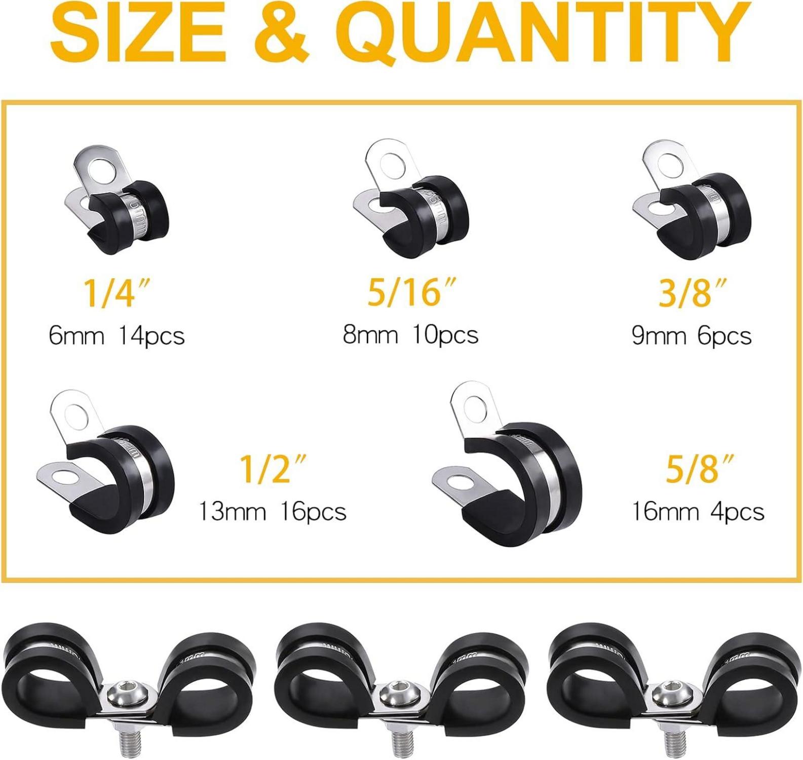 50er Pack Edelstahl Kabelklemme Gummi Gefüttert P Clips 5