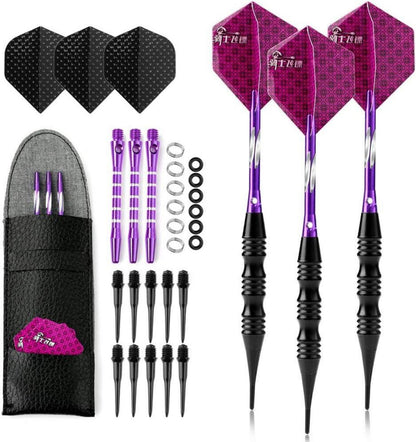 Soft Dartpfeile Set 20g Schwarz Metallfässer Flights - Turnierqualität