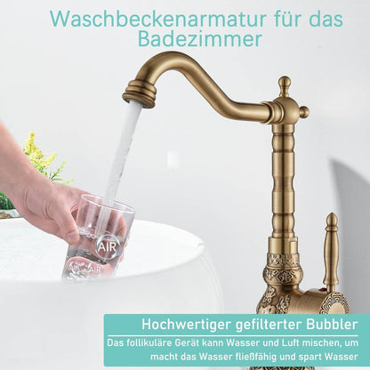 Antiker Messing Waschtischarmatur Einhebelmischer 360° Drehbar