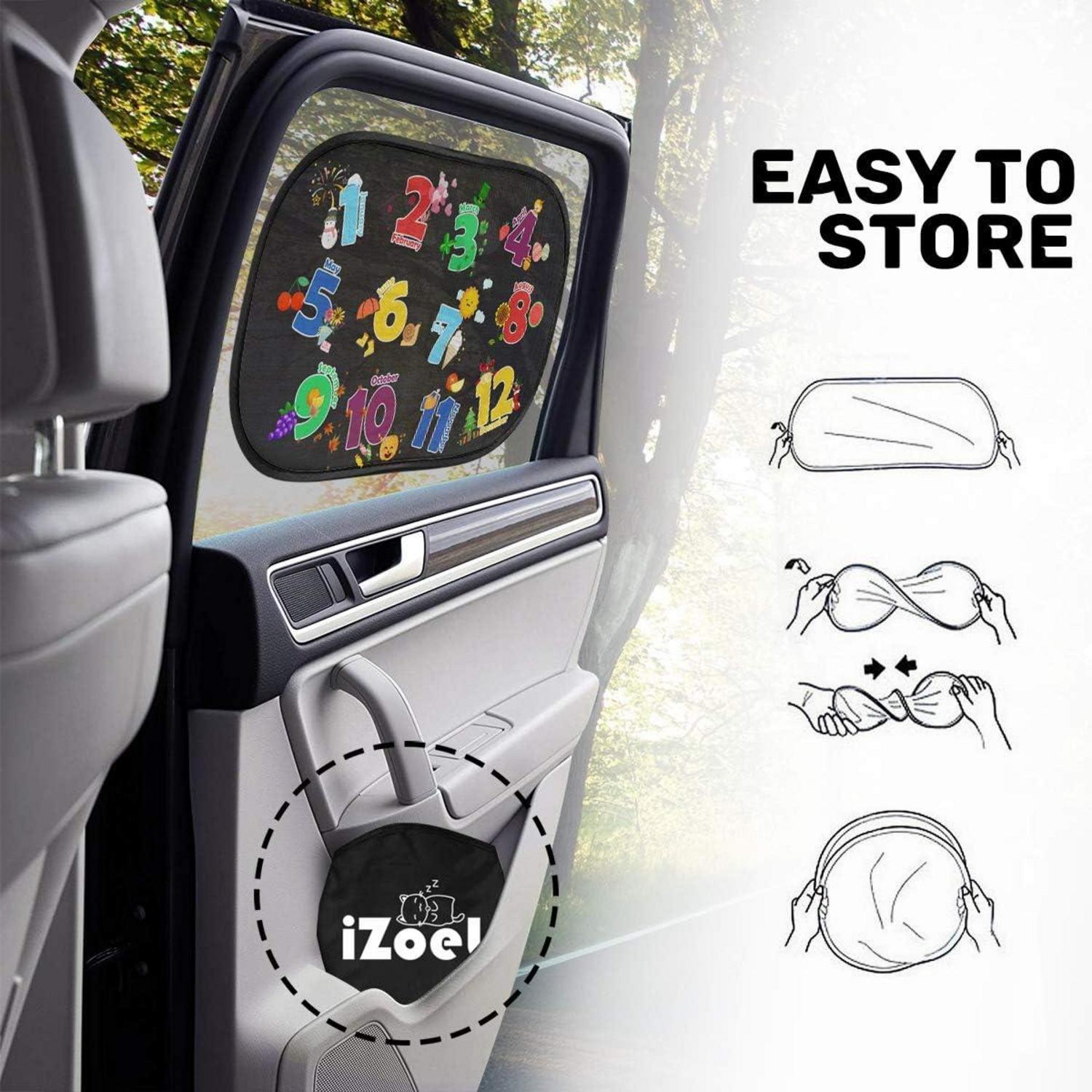 Auto Sonnenschutz Baby Kinder Sonnenblende mit Saugnapf Schwarz