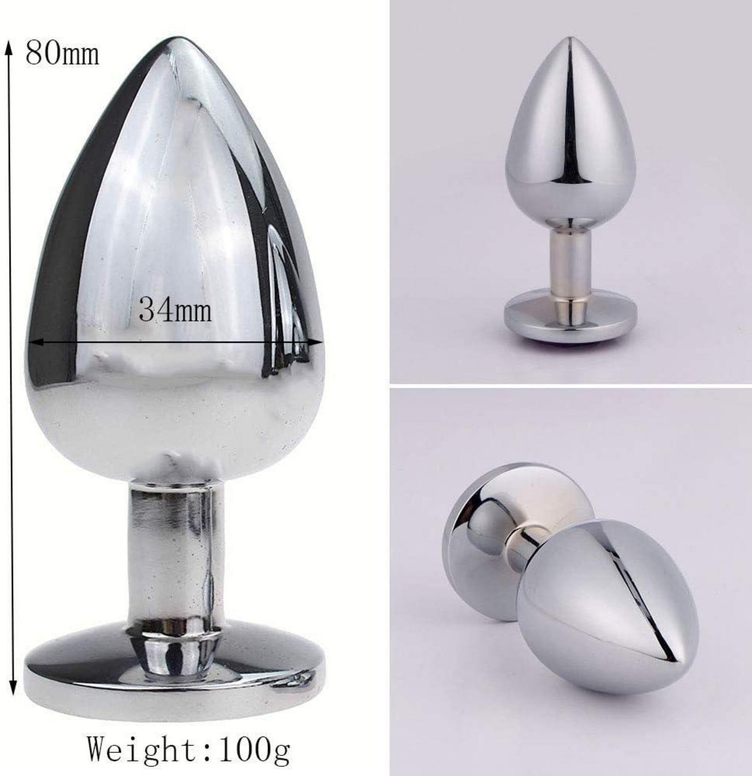 Metall Anal Butt Plug Set Hellblau 34 mm Größe Beginners Frauen Paare