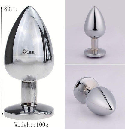 Metall Anal Butt Plug Set Hellblau 34 mm Größe Beginners Frauen Paare
