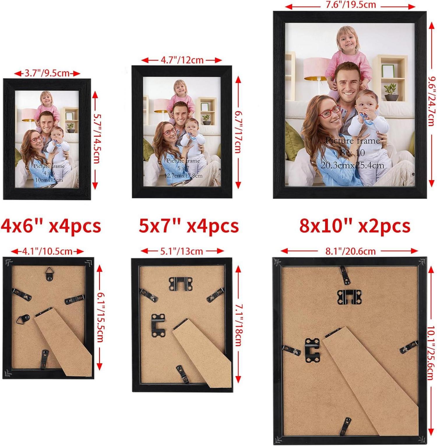 Bilderrahmen Set Schwarz Collage 10x15 13x18 20x25 Modern Wand Tisch