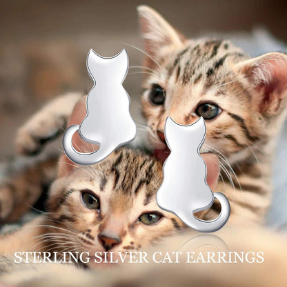 Katze Ohrstecker 925 Sterling Silber Damen Mädchen Geschenkbox Schmuck